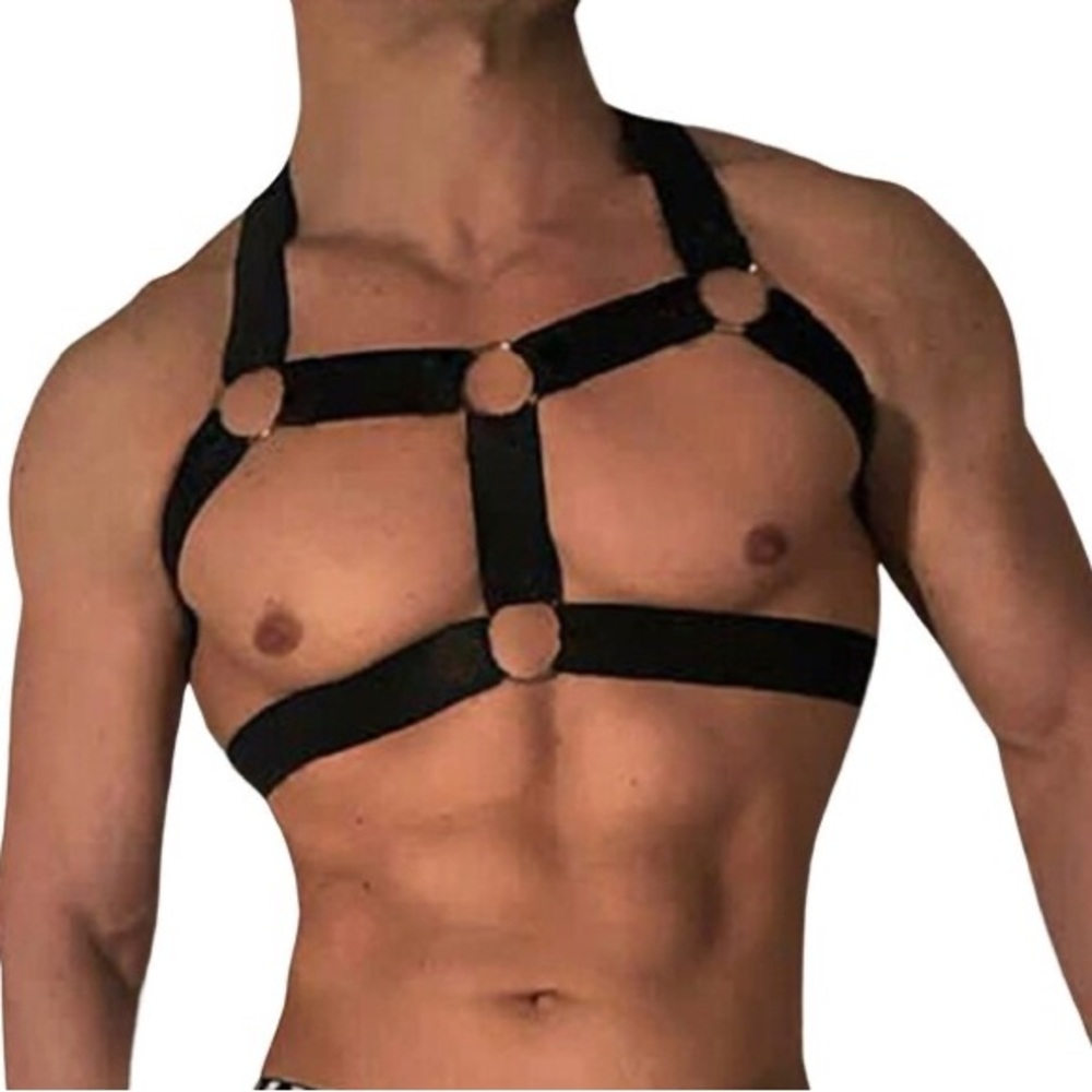 Men’s Shoulder Chest Metal Ring Style Elastic Harness